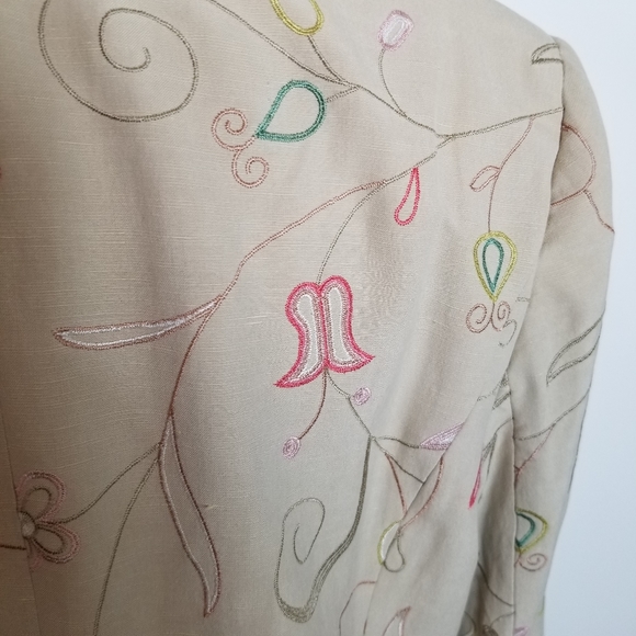 Vintage Prominence Embroidered Silk Linen Blend Long Duster Jacket NWT - Picture 7 of 11